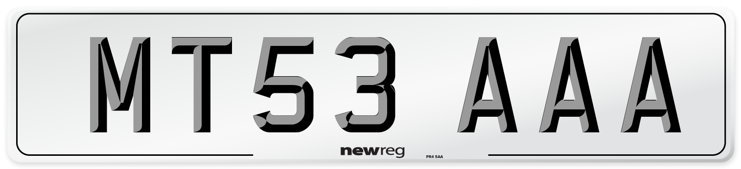 MT53 AAA Number Plate from New Reg